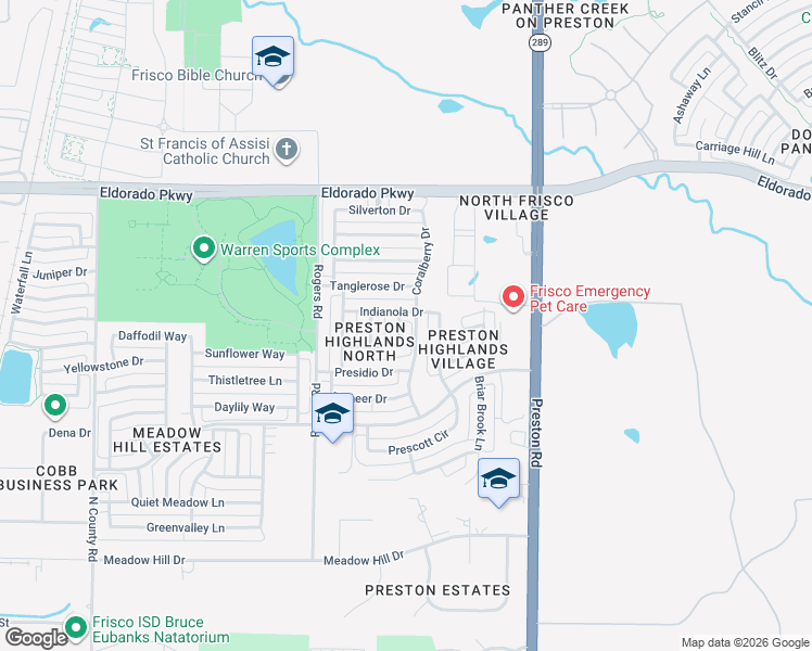map of restaurants, bars, coffee shops, grocery stores, and more near 11013 Freemont Trail in Frisco