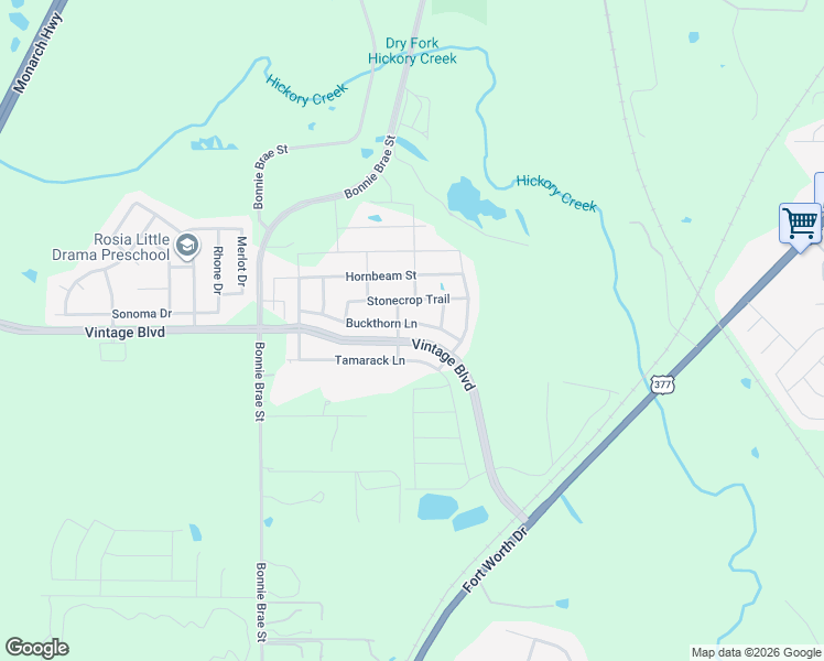 map of restaurants, bars, coffee shops, grocery stores, and more near 3129 Buckthorn Lane in Argyle