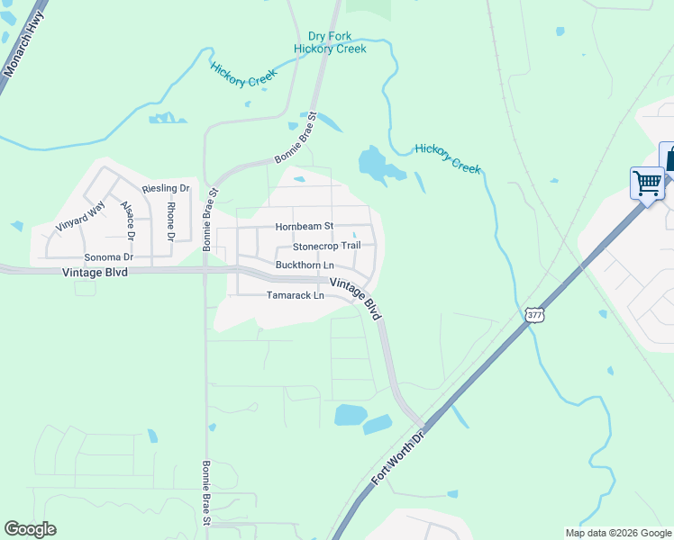 map of restaurants, bars, coffee shops, grocery stores, and more near 3121 Buckthorn Lane in Argyle