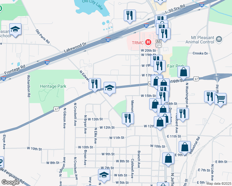 map of restaurants, bars, coffee shops, grocery stores, and more near 834-850 West 16th Street in Mount Pleasant