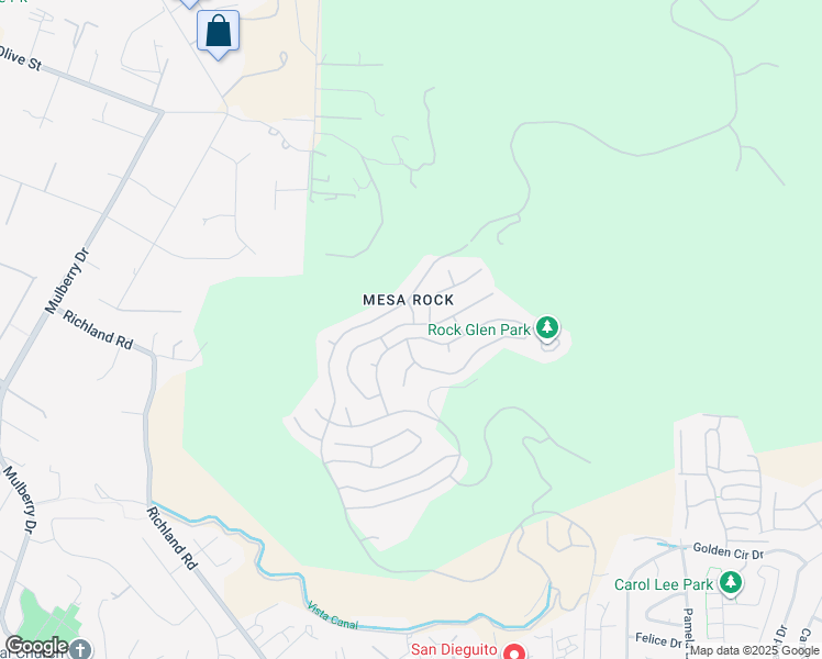 map of restaurants, bars, coffee shops, grocery stores, and more near 2358 Rock Crest Glen in Escondido