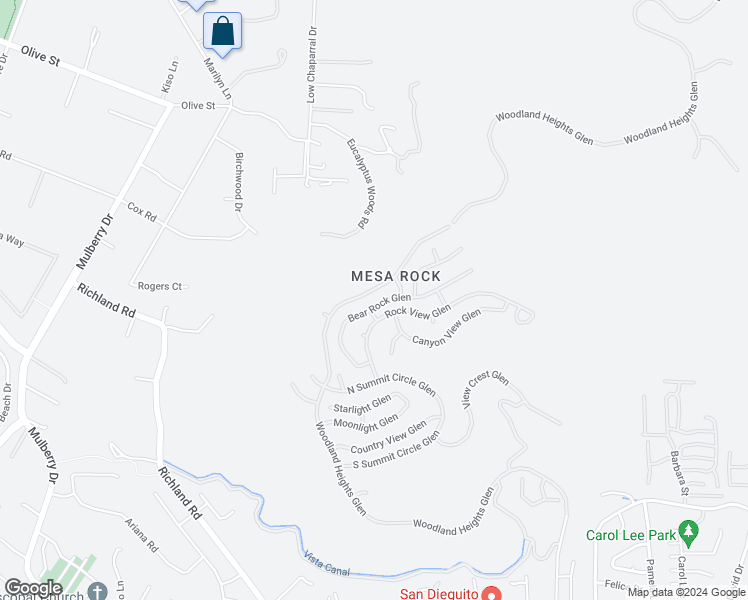 map of restaurants, bars, coffee shops, grocery stores, and more near 2426 Bear Rock Glen in Escondido
