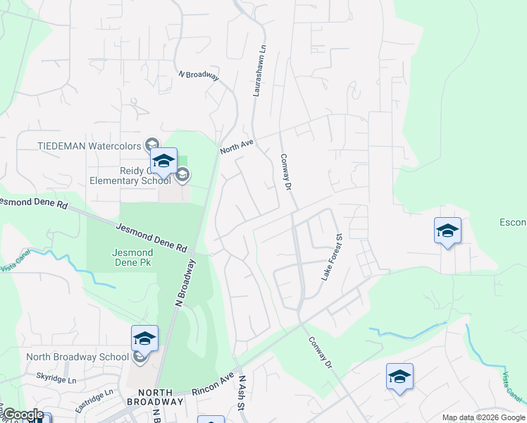 map of restaurants, bars, coffee shops, grocery stores, and more near 2541 Dundee Glen in Escondido