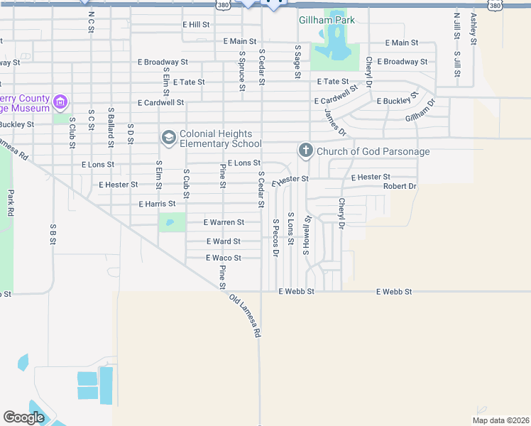 map of restaurants, bars, coffee shops, grocery stores, and more near 901 South Pecos Drive in Brownfield