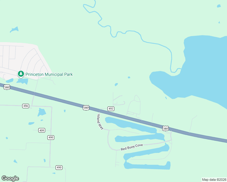 map of restaurants, bars, coffee shops, grocery stores, and more near 183 County Road 492 in Princeton