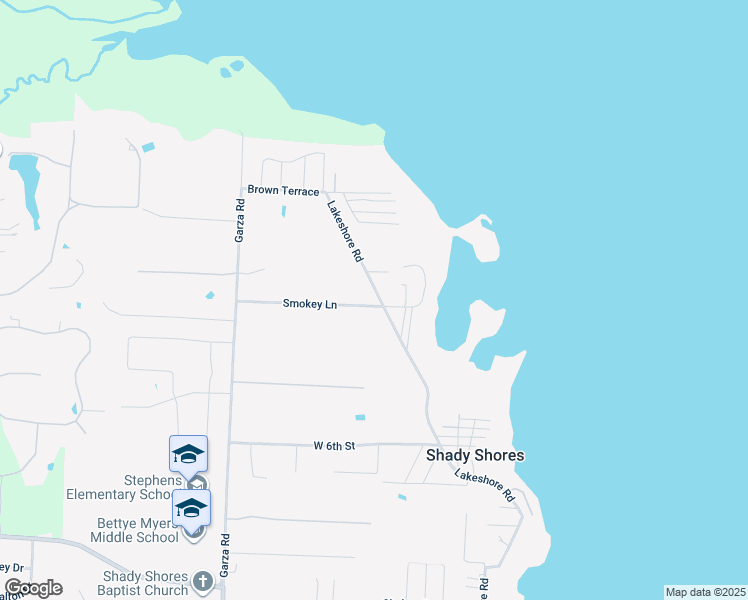 map of restaurants, bars, coffee shops, grocery stores, and more near 601 Lakeshore Road in Shady Shores