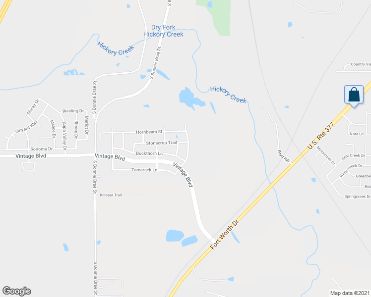 map of restaurants, bars, coffee shops, grocery stores, and more near 4516 Hidden Meadows Trail in Argyle