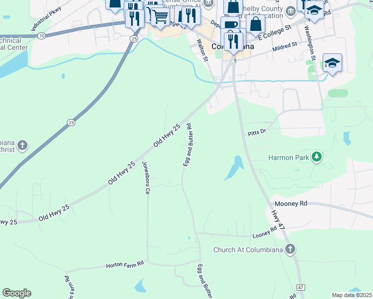 map of restaurants, bars, coffee shops, grocery stores, and more near 100 Egg and Butter Road in Columbiana