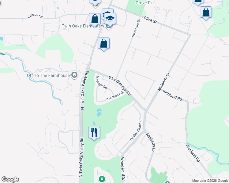 map of restaurants, bars, coffee shops, grocery stores, and more near 253 Muirfield Way in San Marcos