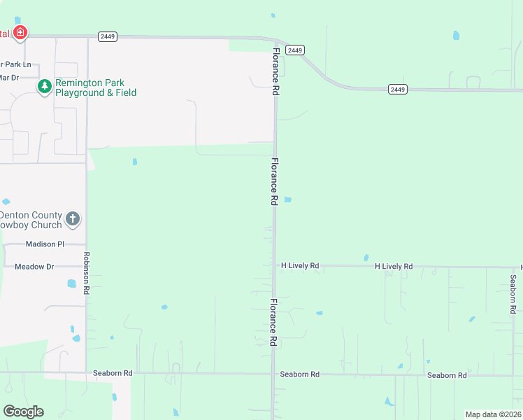 map of restaurants, bars, coffee shops, grocery stores, and more near 5322 Florance Road in Justin