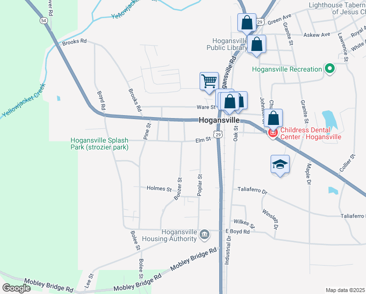 map of restaurants, bars, coffee shops, grocery stores, and more near 200 Boozer Street in Hogansville