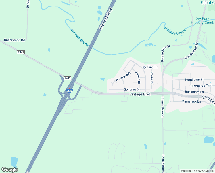 map of restaurants, bars, coffee shops, grocery stores, and more near 4404 Sonoma Drive in Argyle