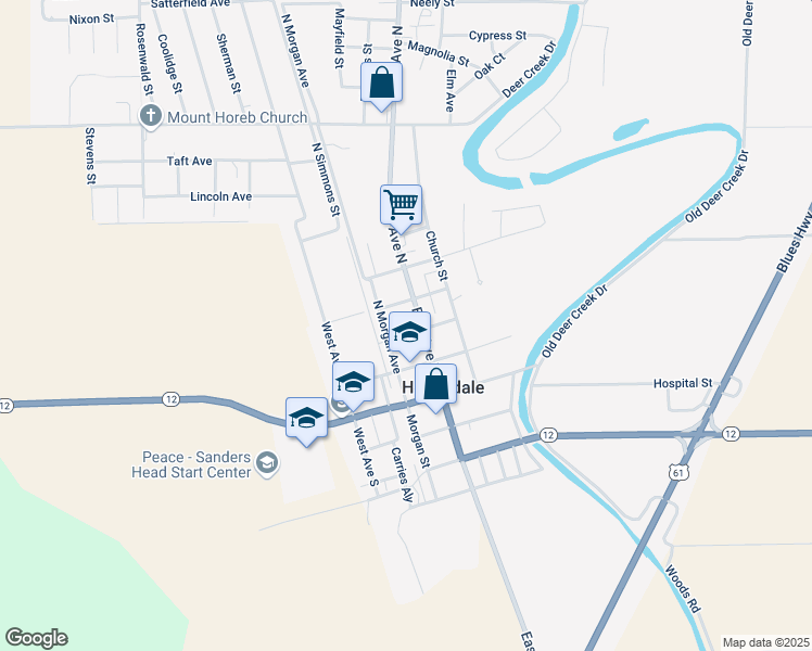 map of restaurants, bars, coffee shops, grocery stores, and more near 301 East Ave North in Hollandale