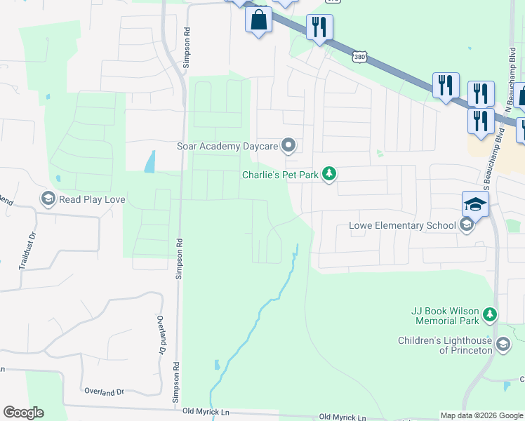 map of restaurants, bars, coffee shops, grocery stores, and more near 650-714 County Road 401 in McKinney