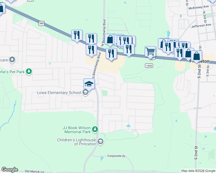 map of restaurants, bars, coffee shops, grocery stores, and more near 770 Mulberry Drive in Princeton
