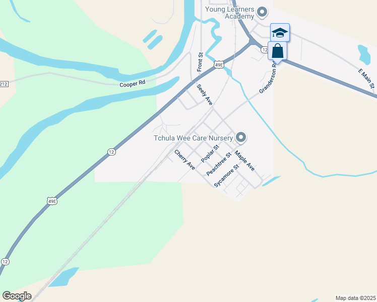 map of restaurants, bars, coffee shops, grocery stores, and more near 36 Spruce Avenue in Tchula