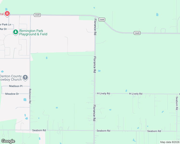 map of restaurants, bars, coffee shops, grocery stores, and more near 5322 Florance Road in Justin