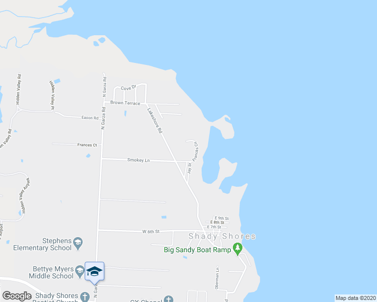 map of restaurants, bars, coffee shops, grocery stores, and more near 605 Francks Circle in Shady Shores