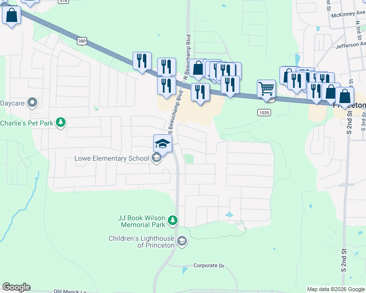 map of restaurants, bars, coffee shops, grocery stores, and more near 770 Mulberry Drive in Princeton