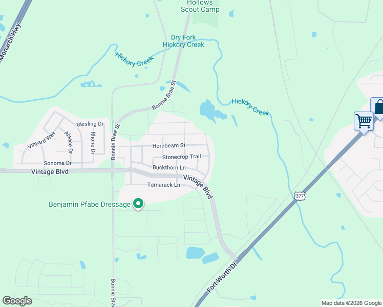 map of restaurants, bars, coffee shops, grocery stores, and more near 4508 Remuda Lane in Argyle