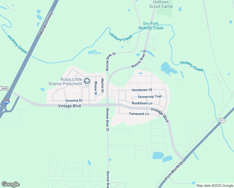 map of restaurants, bars, coffee shops, grocery stores, and more near 4508 Shagbark Drive in Argyle