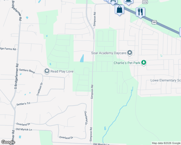 map of restaurants, bars, coffee shops, grocery stores, and more near 1301 Armitage Way in McKinney