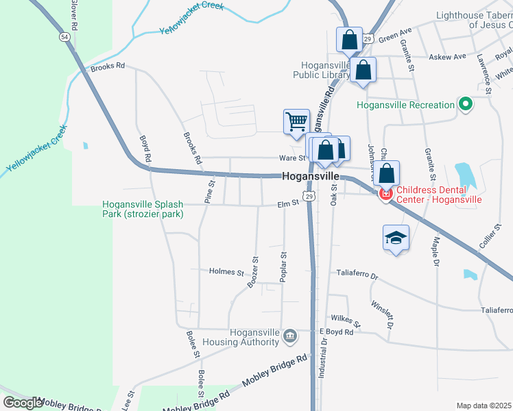 map of restaurants, bars, coffee shops, grocery stores, and more near 200 Boozer Street in Hogansville