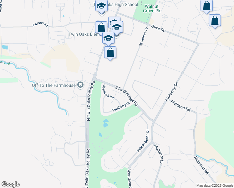 map of restaurants, bars, coffee shops, grocery stores, and more near 227 Muirfield Way in San Marcos
