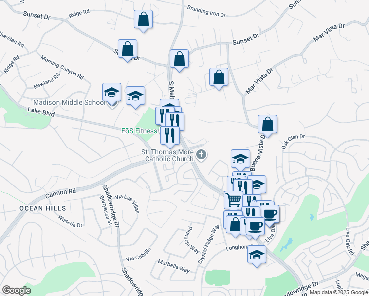 map of restaurants, bars, coffee shops, grocery stores, and more near in Oceanside