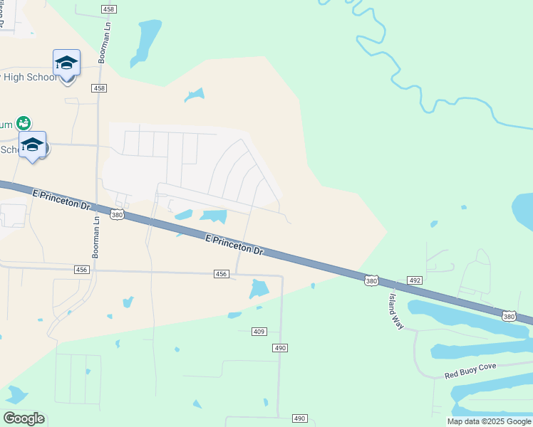 map of restaurants, bars, coffee shops, grocery stores, and more near 2140 U.S. 380 in Princeton
