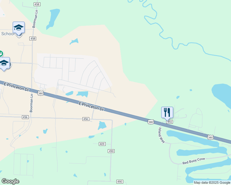 map of restaurants, bars, coffee shops, grocery stores, and more near Cashmere Way in Princeton