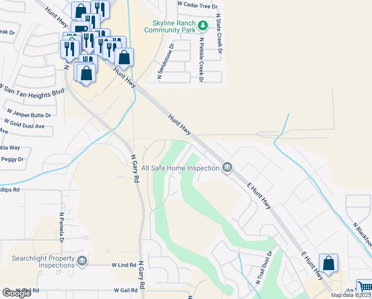 map of restaurants, bars, coffee shops, grocery stores, and more near 32236 Echo Canyon Road in San Tan Valley