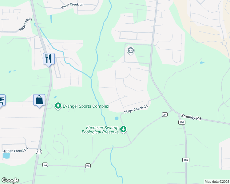 map of restaurants, bars, coffee shops, grocery stores, and more near 105 Morning Mist Tr in Alabaster