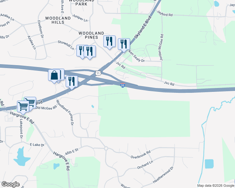 map of restaurants, bars, coffee shops, grocery stores, and more near 4932 Old McGee Road in Tuscaloosa