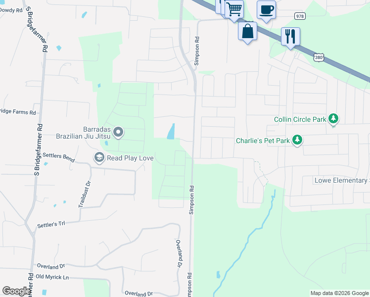 map of restaurants, bars, coffee shops, grocery stores, and more near 1160 Simpson Road in Princeton