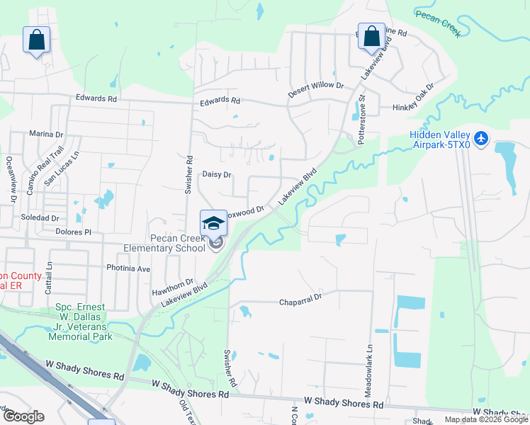 map of restaurants, bars, coffee shops, grocery stores, and more near 4139 Boxwood Drive in Denton