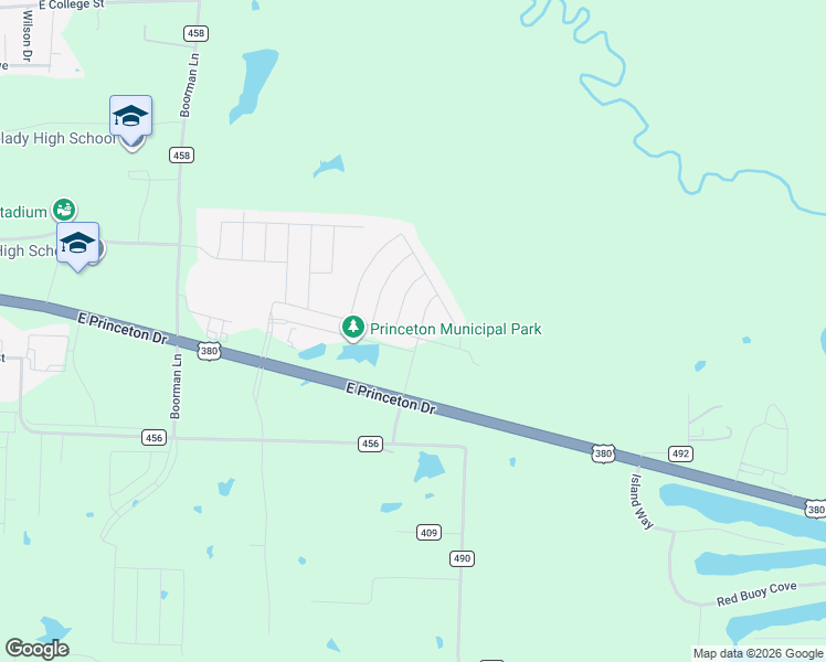 map of restaurants, bars, coffee shops, grocery stores, and more near 2140 U.S. 380 in Princeton