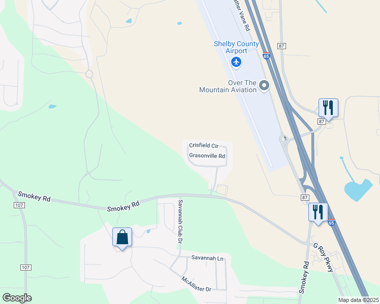 map of restaurants, bars, coffee shops, grocery stores, and more near 101 Grasonville Road in Alabaster
