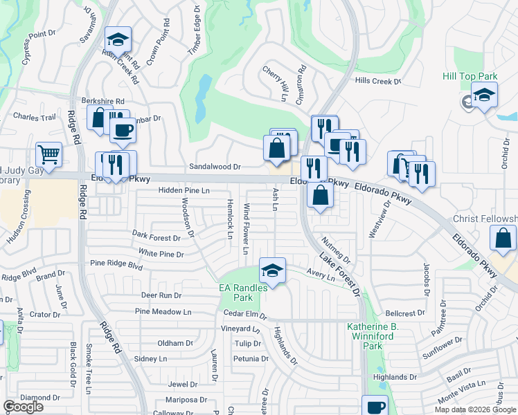 map of restaurants, bars, coffee shops, grocery stores, and more near 5301 Golden Wheat Lane in McKinney