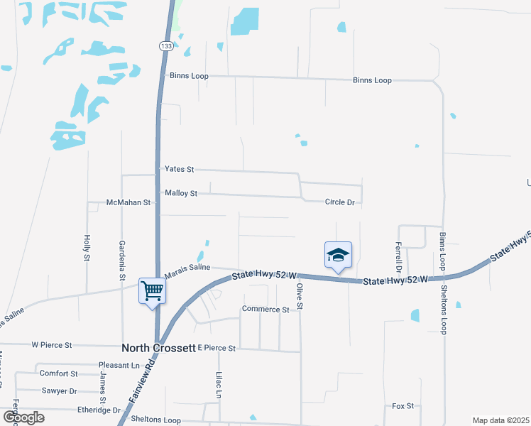map of restaurants, bars, coffee shops, grocery stores, and more near 119 Homestead Street in Crossett