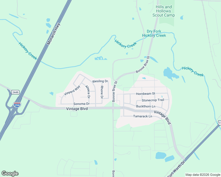 map of restaurants, bars, coffee shops, grocery stores, and more near 4601 Merlot Drive in Argyle