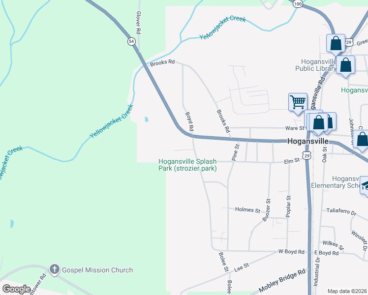 map of restaurants, bars, coffee shops, grocery stores, and more near 103 Ransby Drive in Hogansville