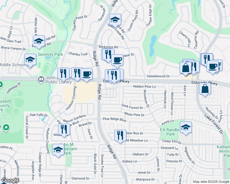map of restaurants, bars, coffee shops, grocery stores, and more near 3028 Decker Drive in McKinney