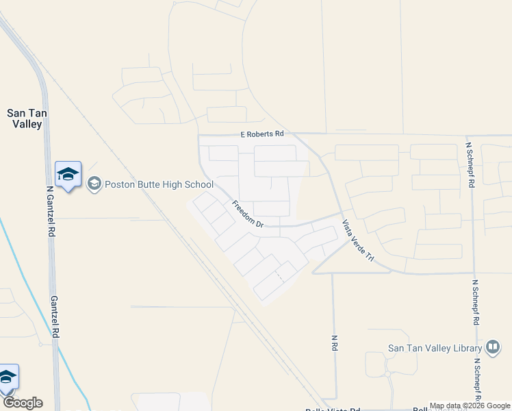 map of restaurants, bars, coffee shops, grocery stores, and more near 31252-32218 North Schnepf Road in San Tan Valley