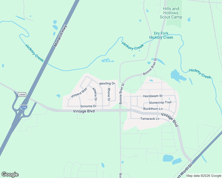 map of restaurants, bars, coffee shops, grocery stores, and more near 4601 Merlot Drive in Argyle