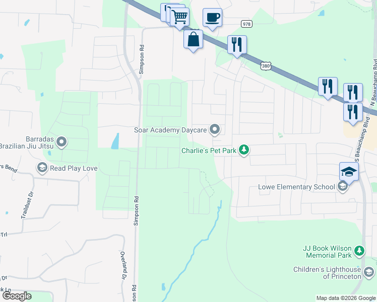 map of restaurants, bars, coffee shops, grocery stores, and more near 339 Magnolia Drive in Princeton