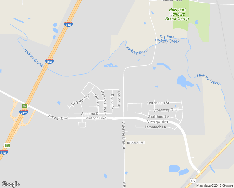 map of restaurants, bars, coffee shops, grocery stores, and more near 4508 Merlot Drive in Argyle