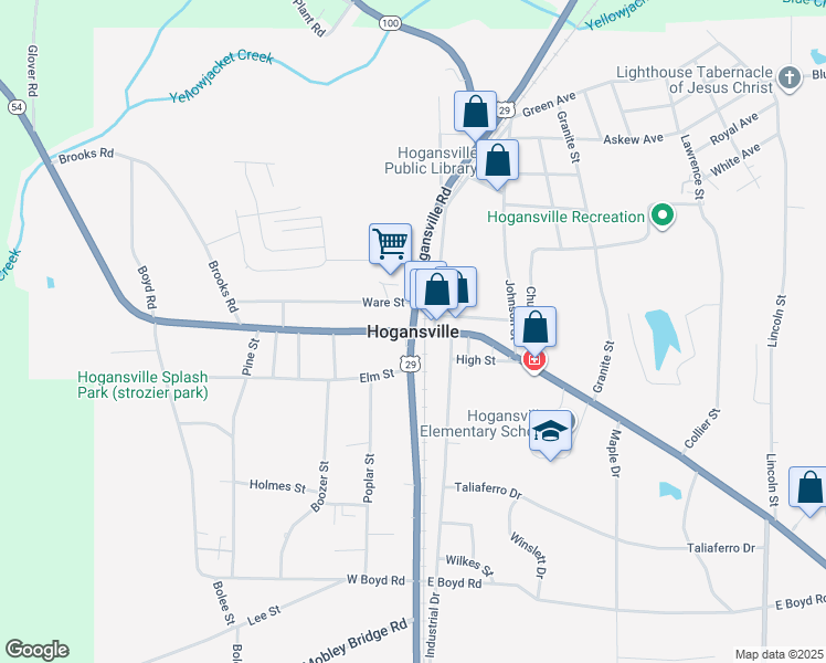 map of restaurants, bars, coffee shops, grocery stores, and more near in Hogansville
