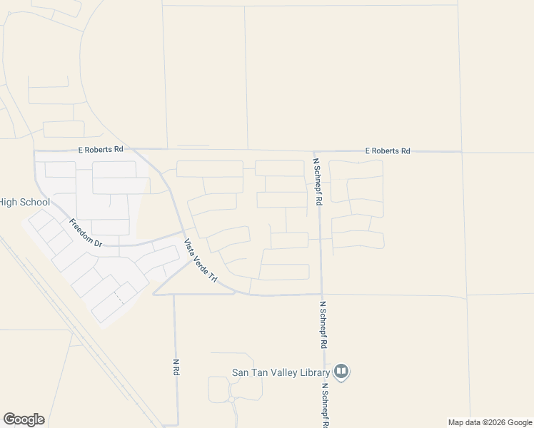 map of restaurants, bars, coffee shops, grocery stores, and more near Unnamed Road in San Tan Valley