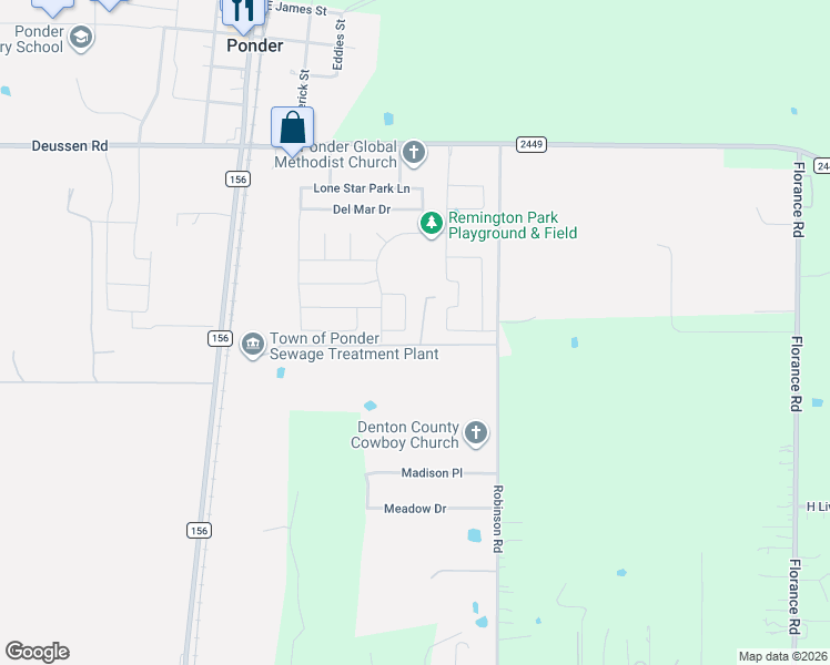 map of restaurants, bars, coffee shops, grocery stores, and more near 251 Stallion Way in Ponder